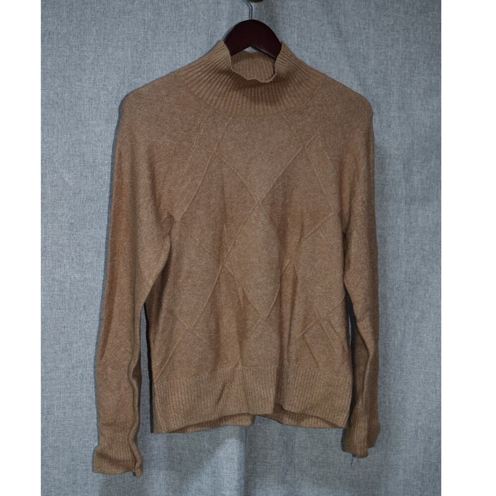 NWT Banana Republic x Repreve Camel Mock-Neck Diamond Knit Sweater –Small
